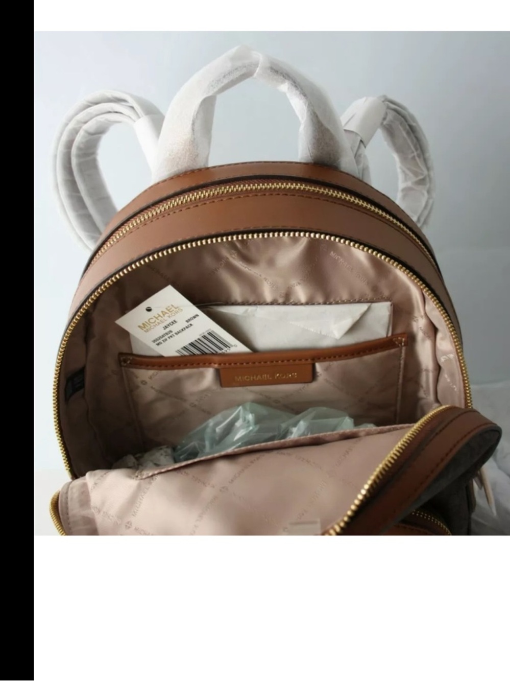 NWT! Michael Kors Jaycee Med Signature Brown Monogram Backpack - Picture 9 of 12